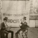 Grand father Bertholdy Brandt in front of his cinema tent.